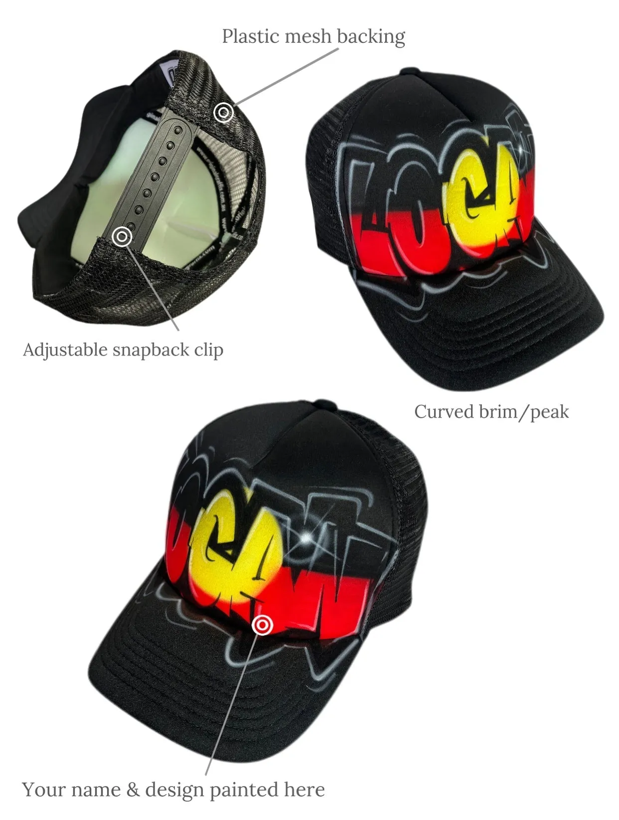 Graffiti Aboriginal Flag Style Combo 1x TruckerCap, 1x Backpack, 1x Lunchbox