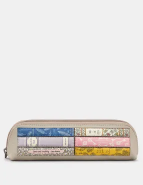 Jane Austen Bookworm Warm Grey Leather Pencil Case