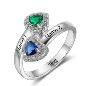 Sterling Silver Birthstone Engrave Name Ring