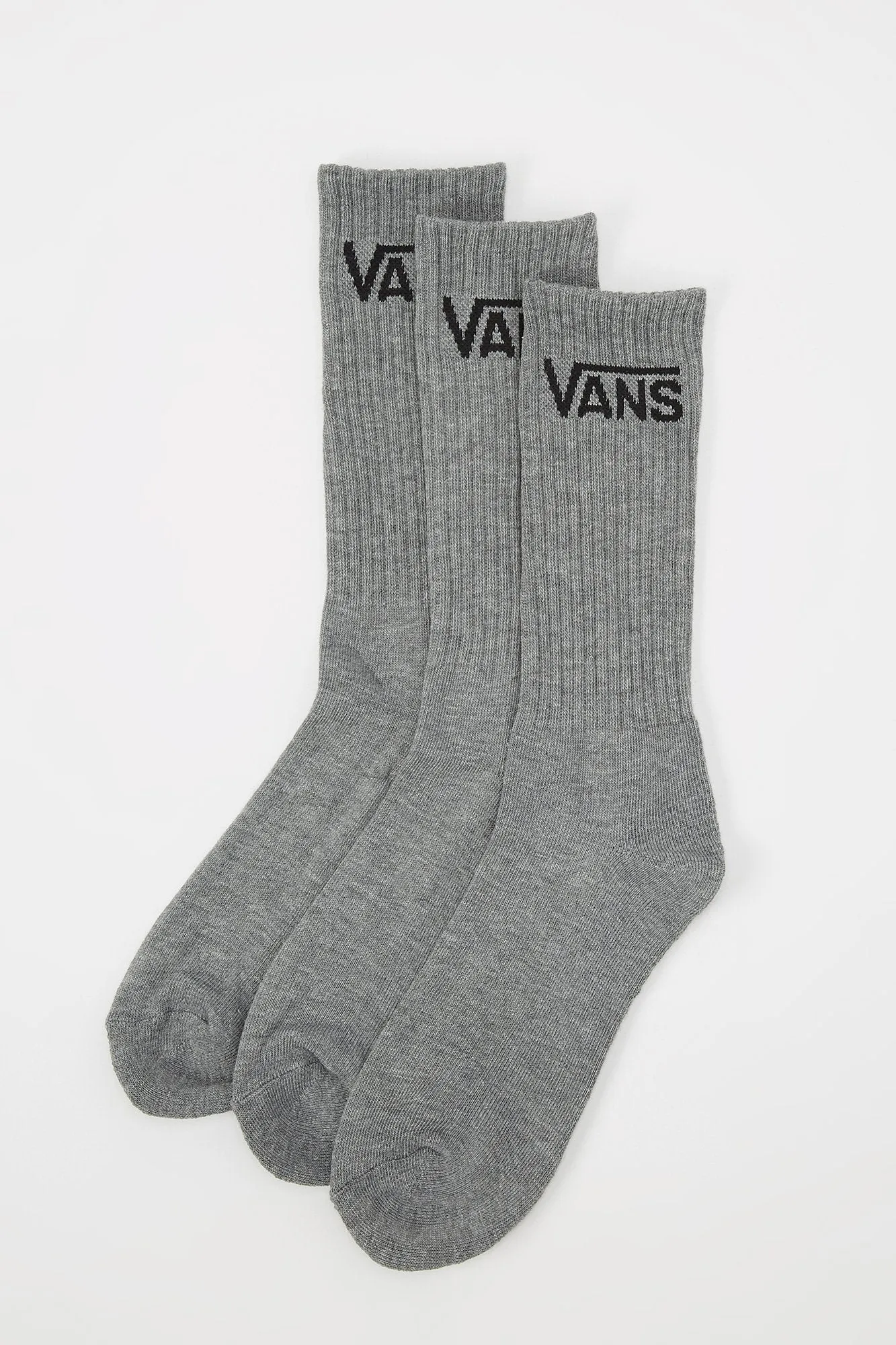 Vans Guys 3-Pack Grey Crew Show Socks 9-13